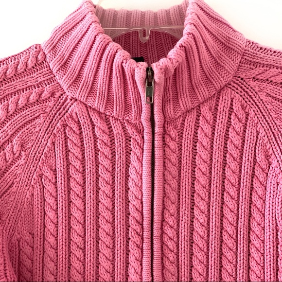 GAP Pink Ribbed Front Zip Long Sleeve Cardigan M - Picture 2 of 8